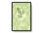 Arte Ilustración Cocktail Mojito en Tono Verde