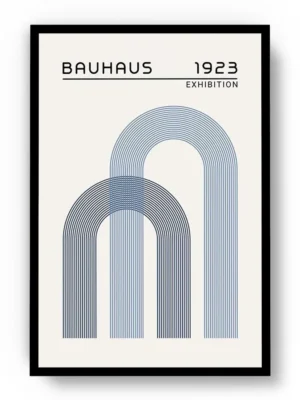Arte Ilustración Bauhaus Arcos Azul y Negro Interpuestos