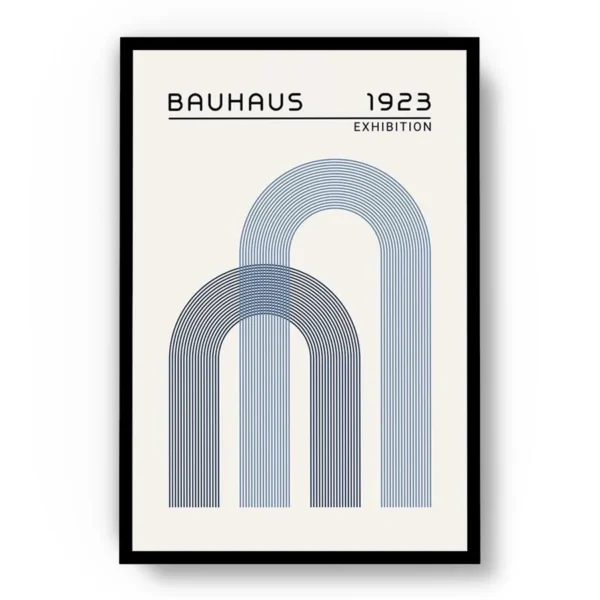 Arte Ilustración Bauhaus Arcos Azul y Negro Interpuestos