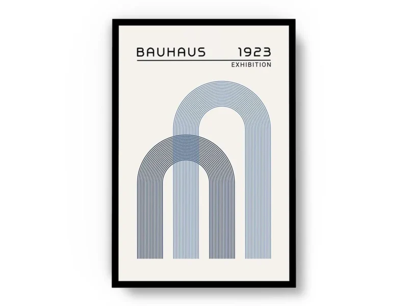 Arte Ilustración Bauhaus Arcos Azul y Negro Interpuestos