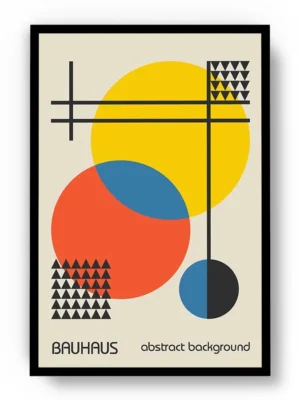 Arte Ilustración Bauhaus con Formas Circulares y Triangulares