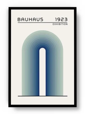Arte Ilustración Bauhaus Arcos en Gama de Azul