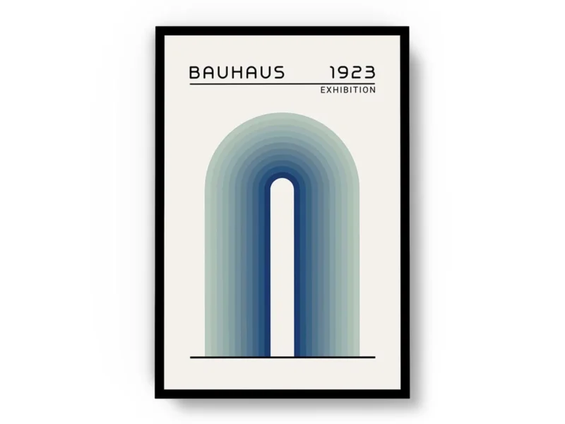 Arte Ilustración Bauhaus Arcos en Gama de Azul