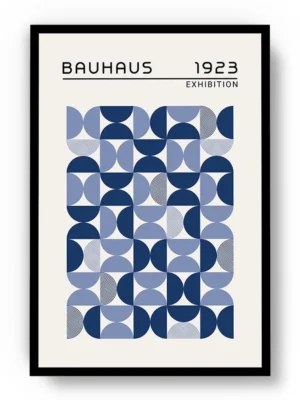 Arte Ilustración Bauhaus Semi Círculos en Gama de Azul