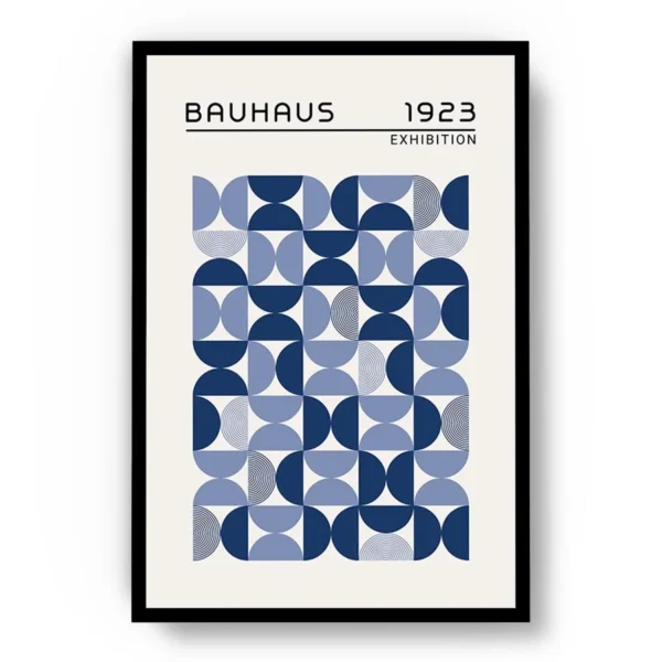 Arte Ilustración Bauhaus Semi Círculos en Gama de Azul