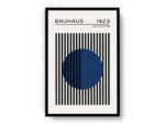 Arte Ilustración Bauhaus Círculo Azul entre Lineas Negras