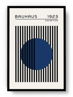 Arte Ilustración Bauhaus Círculo Azul entre Lineas Negras