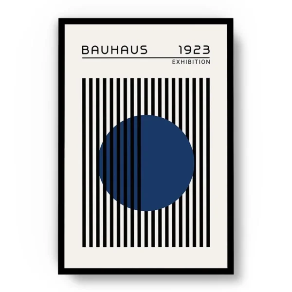Arte Ilustración Bauhaus Círculo Azul entre Lineas Negras