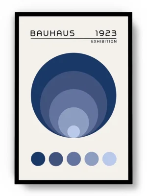 Arte Ilustración Bauhaus Círculos en Gama de Azul