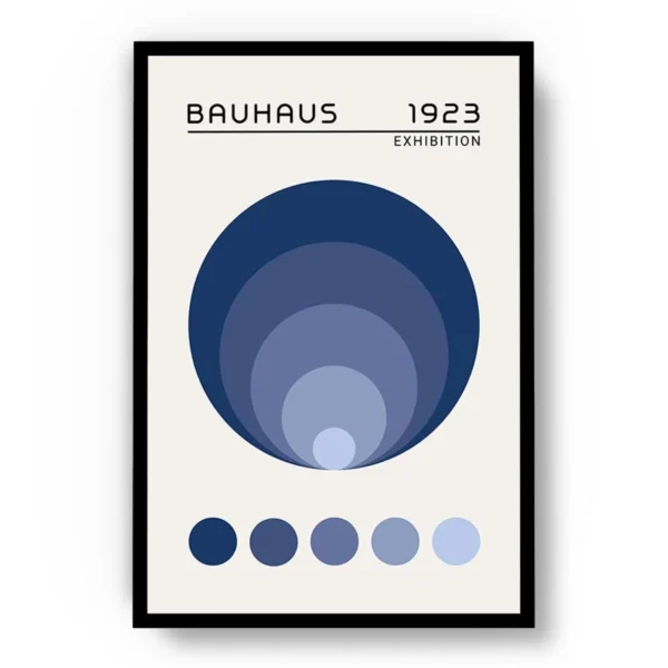 Arte Ilustración Bauhaus Círculos en Gama de Azul