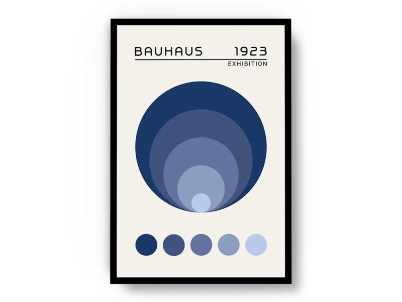 Arte Ilustración Bauhaus Círculos en Gama de Azul