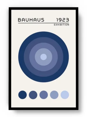 Arte Ilustración Bauhaus Círculos Azules Centrados