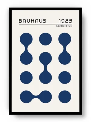 Arte Ilustración Bauhaus Círculos Azules Individuales y Unidos