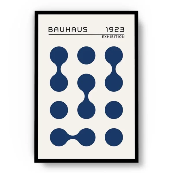 Arte Ilustración Bauhaus Círculos Azules Individuales y Unidos