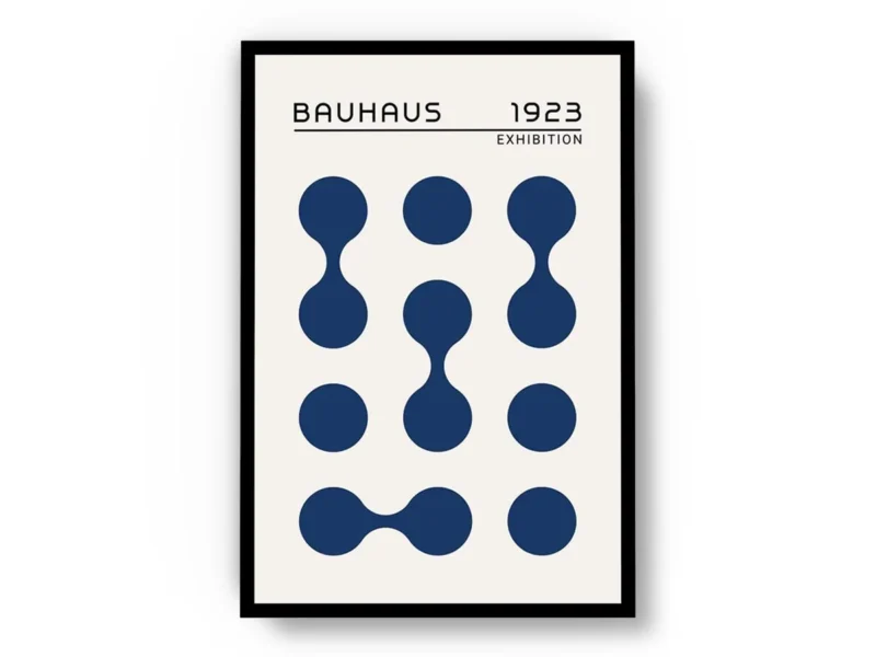 Arte Ilustración Bauhaus Círculos Azules Individuales y Unidos
