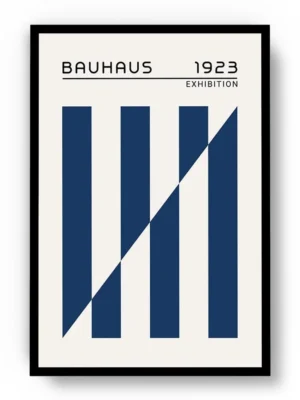 Arte Ilustración Bauhaus Lineas Gruesas Azules Opuestas