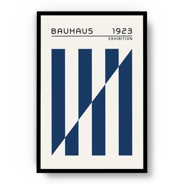 Arte Ilustración Bauhaus Lineas Gruesas Azules Opuestas