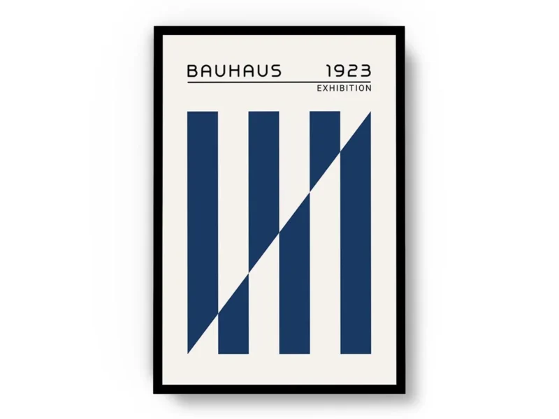 Arte Ilustración Bauhaus Lineas Gruesas Azules Opuestas