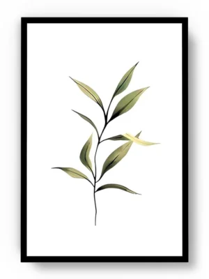 Arte Dibujo Rama Solitaria con Hojas