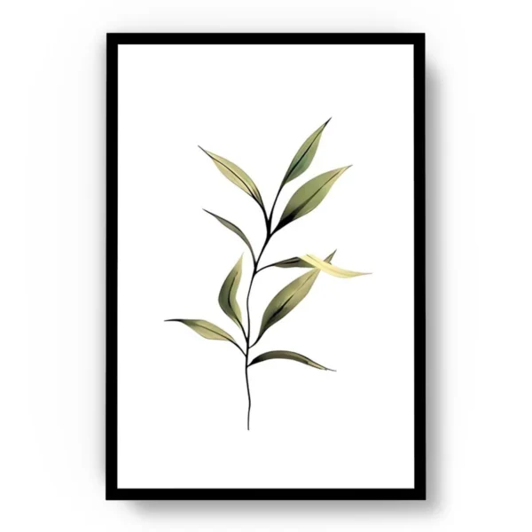 Arte Dibujo Rama Solitaria con Hojas