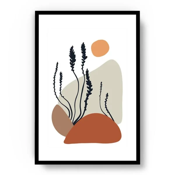 Arte Ilustración Plantas Desérticas con Sol de Fondo