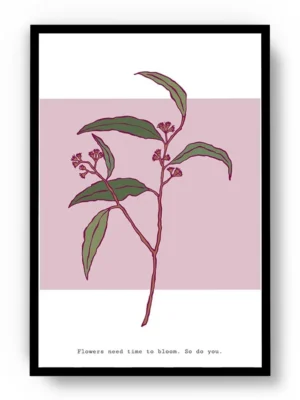 Arte Ilustración Minimalista Rama no Florecida con Frase Inferior