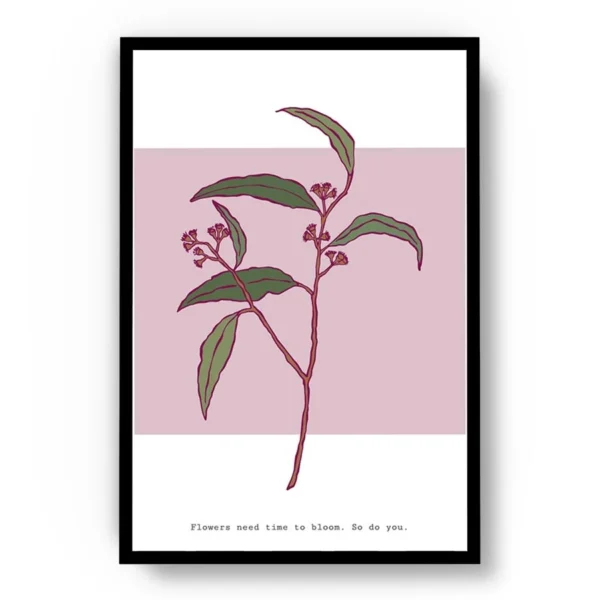 Arte Ilustración Minimalista Rama no Florecida con Frase Inferior