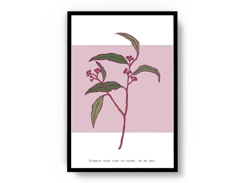 Arte Ilustración Minimalista Rama no Florecida con Frase Inferior