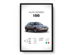 Póster Minimalista Alfa Romeo 156 con Especificaciones