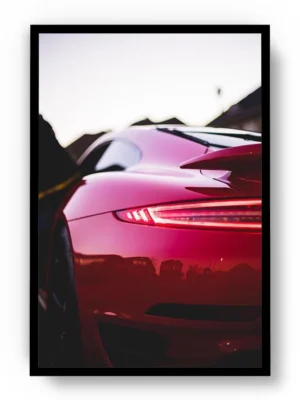 Póster Fotografía Faro Trasero Auto Deportivo Rojo