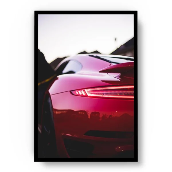 Póster Fotografía Faro Trasero Auto Deportivo Rojo