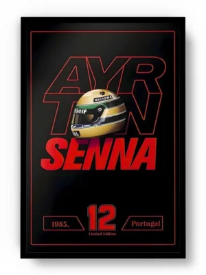 Póster F1 Ayrton Senna Casco y Letras Rojas