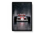 Póster F1 Ayrton Senna Auto en Pista Mojada