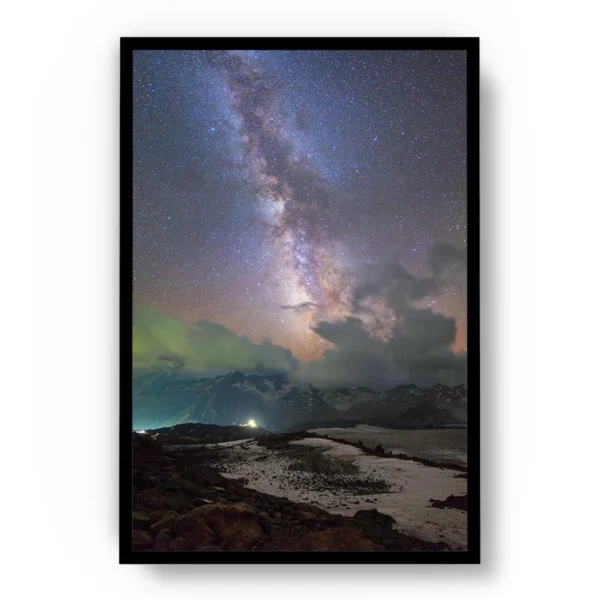 Póster Fotografía Cielo Estrellado con Reflejos Verdosos