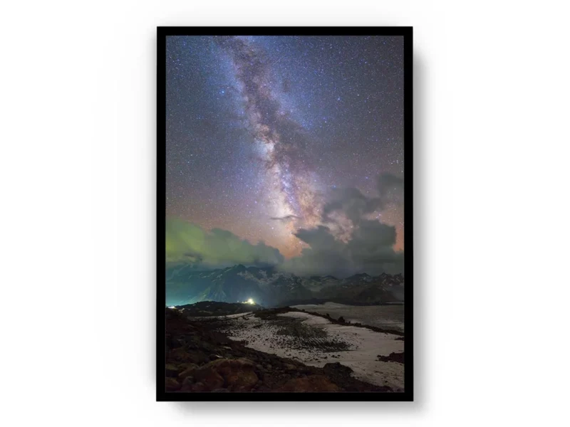 Póster Fotografía Cielo Estrellado con Reflejos Verdosos