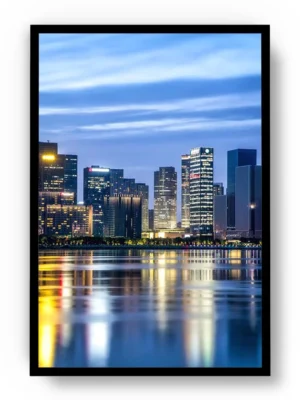 Arte Fotografía Ciudad Moderna con Reflejo en el Agua