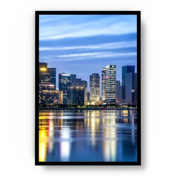 Arte Fotografía Ciudad Moderna con Reflejo en el Agua