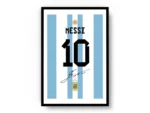 Póster Lionel Messi Dorsal Uniforme de Argentina Minimalista con Margen Blanco