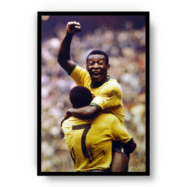 Póster Pelé Celebrando con Puño Arriba