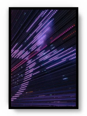 Póster Futurista X con Luces Moradas