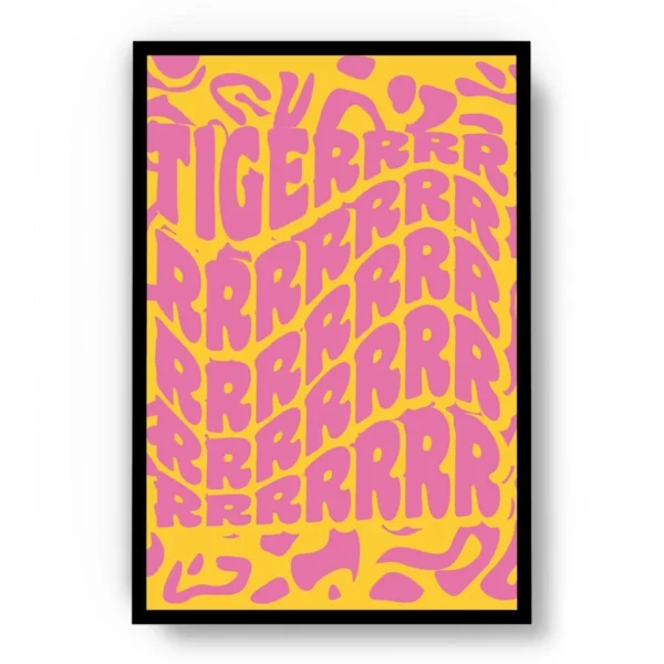Póster Ilustracion Letras Groovy con Palabra Tigerrr