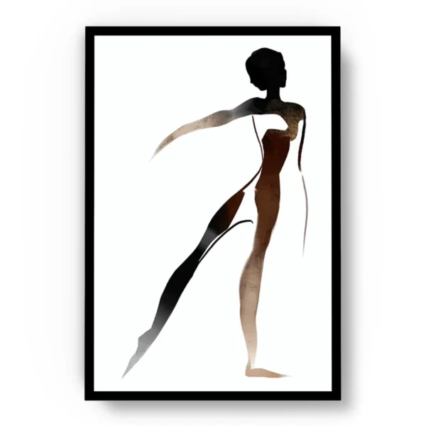 Póster Ilustración Silueta de Mujer con Pose de Baile