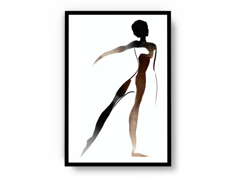 Póster Ilustración Silueta de Mujer con Pose de Baile