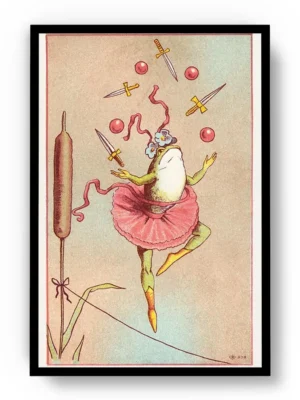 Arte Ilustración Japonesa Sapo, Ballet y Espadas