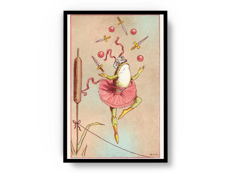 Arte Ilustración Japonesa Sapo, Ballet y Espadas