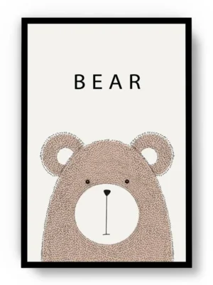 Póster Infantil Oso Tierno Minimalista