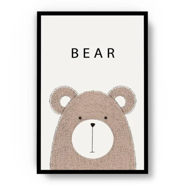 Póster Infantil Oso Tierno Minimalista