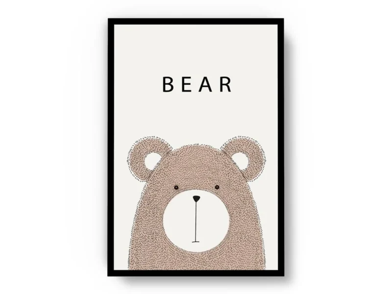 Póster Infantil Oso Tierno Minimalista