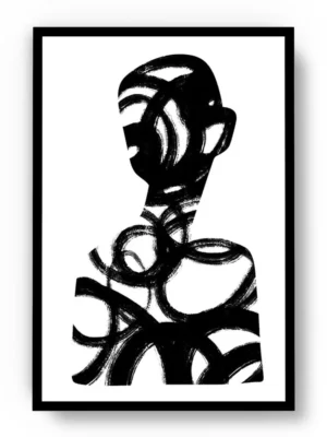 Arte Lineal Silueta Humana Compuesta por Aros Negros