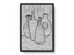 Arte Lineal Vasijas y Botellas Compuestas por Lineas Negras